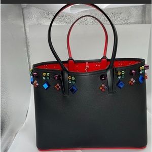 Christian Louboutin Cabata Spiked Studded Empire Leather Tote Bag